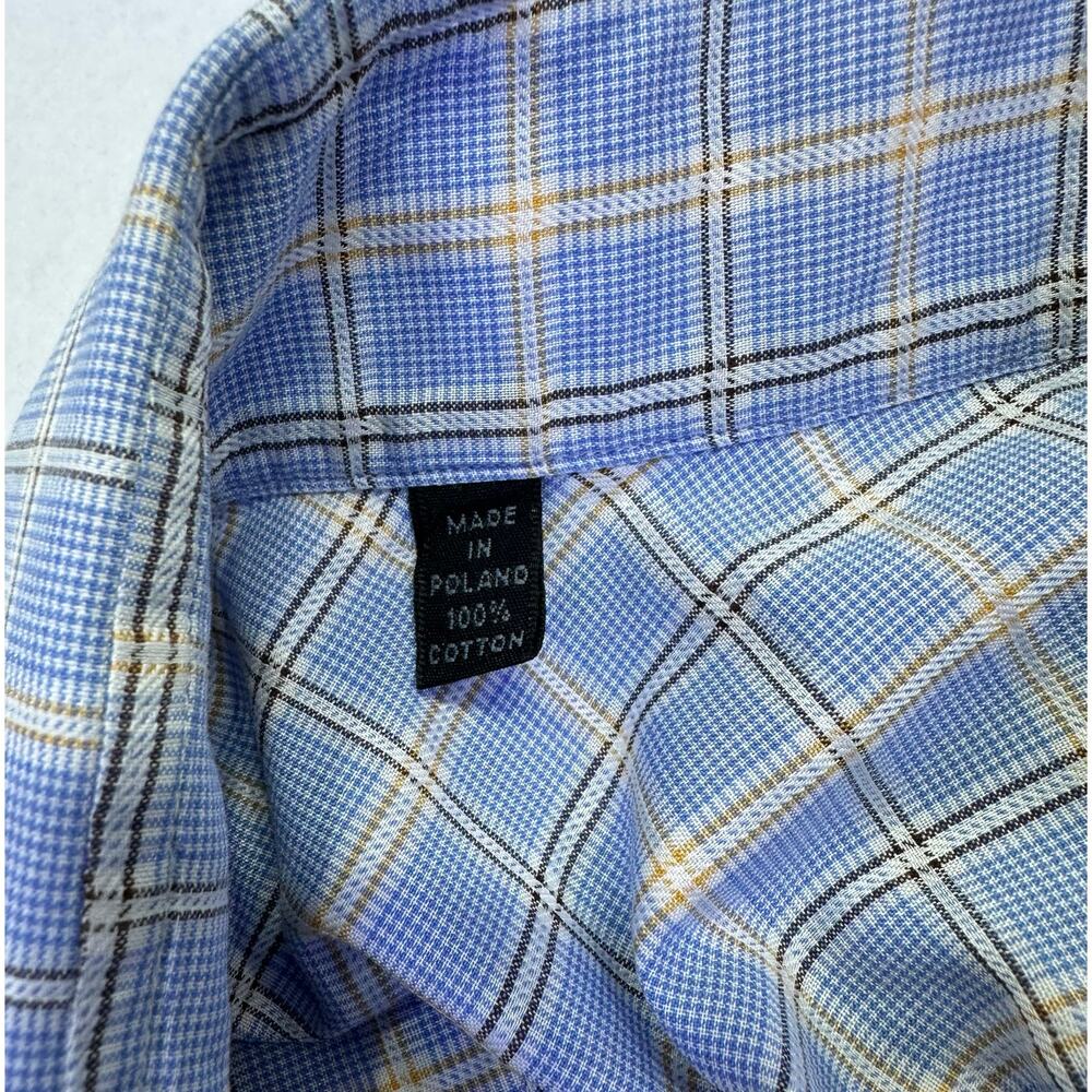 Robert Talbott Blue Plaid Dress Shirt French Cuffs Size XL (17/34) - Picture 7 of 11